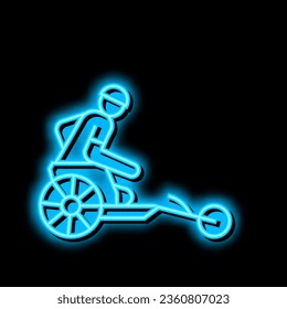 bicycle riding race handicapped athlete neon light sign vector. bicycle riding race handicapped athlete illustration