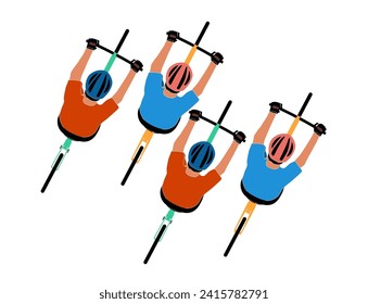 BICYCLE ROAD BIKE TEAM VECTOR TOP VIEW ILLUSTRATION