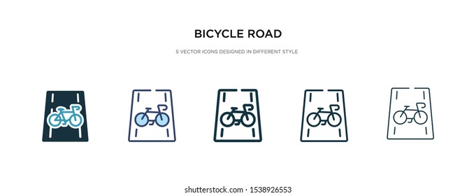 bicycle road icon in different style vector illustration. two colored and black bicycle road vector icons designed in filled, outline, line and stroke style can be used for web, mobile, ui