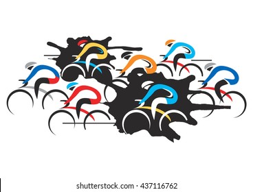 Bicycle road race.
Cycling race on the white background. Vector available.
