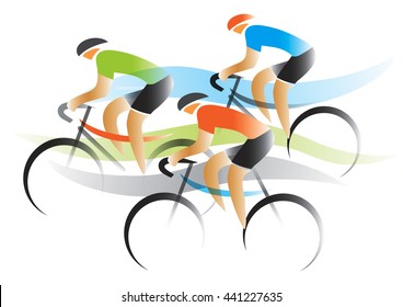 Bicycle Road Racers.
Group of racing cyclists.Vector available