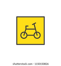 Bicycle road sign flat icon, vector sign, colorful pictogram isolated on white. Symbol, logo illustration. Flat style design