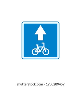 Icono plano de señalización de la ruta de la bicicleta, señal del vector del tráfico de la ruta de la bicicleta, pictograma colorido aislado en blanco. Símbolo, ilustración del logotipo. Diseño de estilo plano