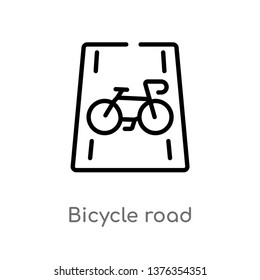 bicycle road vector line icon. Simple element illustration. bicycle road outline icon from transport concept. Can be used for web and mobile