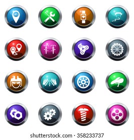 Bicycle round glossy web icon set