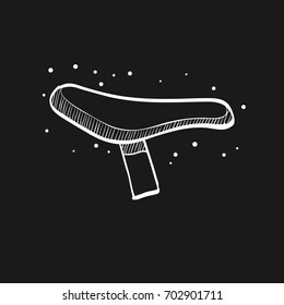 Bicycle saddle icon in doodle sketch lines. Transportation sport road race urban mode transport