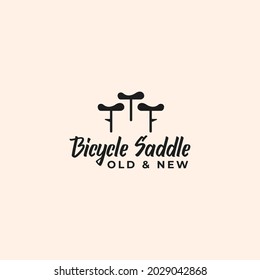 bicycle saddle logo vector design illustration, modern saddle logo business template with flat, unique and vintage styles isolated on white background. 