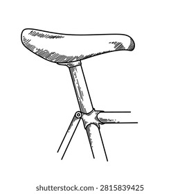 Bicycle saddle seat mounted on frame post equipment design