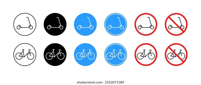 Bicycle and scooter parking icon set. Flat Style. Vector icons