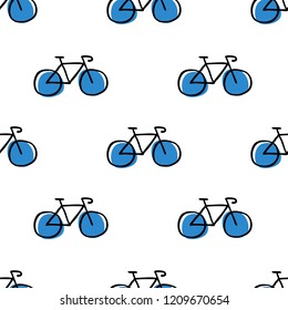 bicycle seamless doodle pattern