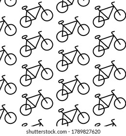 bicycle seamless doodle pattern, vector illustration