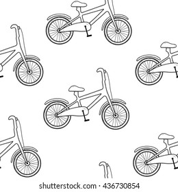 Bicycle seamless pattern. Cycling.Monochrome background