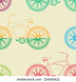 Bicycle seamless pattern on a colored background