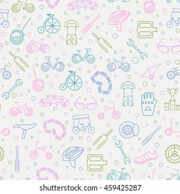 Bicycle seamless pattern. Tnin line design. Vector illustration