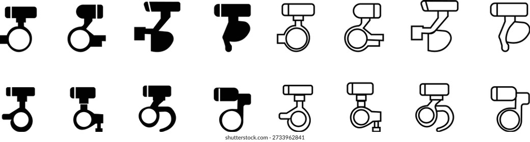 Bicycle Seat post Icon set , Cycling Saddle Support Tube Symbol for Road Bike, Mountain Bike, BMX and Gravel Bike Components, Repair, quick release, strap reflector , Maintenance and Cycling App UI