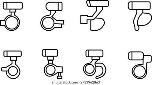 Bicycle Seat post Icon set , Cycling Saddle Support Tube Symbol for Road Bike, Mountain Bike, BMX and Gravel Bike Components, Repair, quick release, strap reflector , Maintenance and Cycling App UI
