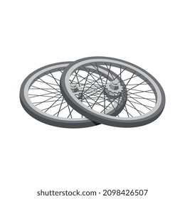 Isometrische Zusammensetzung des Fahrraddienstes mit isoliertem Bild von Radpaaren auf unscharfem Hintergrund, Vektorgrafik