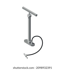 Bicycle service isometric composition with isolated image of cycle air pump on blank background vector illustration