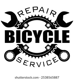 Logotipo del servicio y de la reparación de la bicicleta. logotipo para el taller de reparación de la bicicleta	
