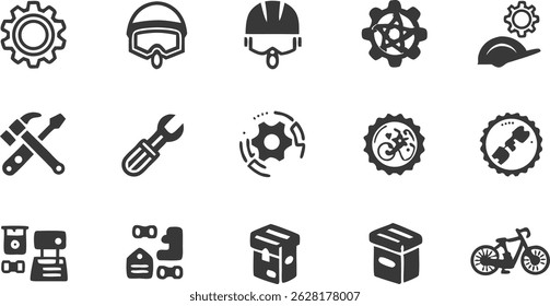 serviços de bicicleta ícone de linha definir pictogramas vetoriais .eps