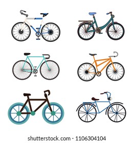Bicycle set design flat isolated