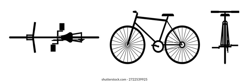 Fahrradsatz Silhouette mit seitlicher Draufsicht