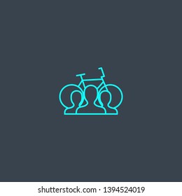 Bicycle sharing concept blue line icon. Simple thin element on dark background. Bicycle sharing concept outline symbol design. Can be used for web and mobile UI/UX