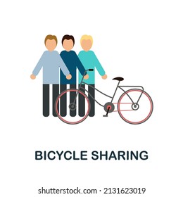 Bicycle Sharing flat icon. Colored element sign from public transport collection. Flat Bicycle Sharing icon sign for web design, infographics and more.