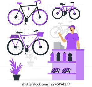 Bicycle Shop-Wohnung Illustrationsvektor