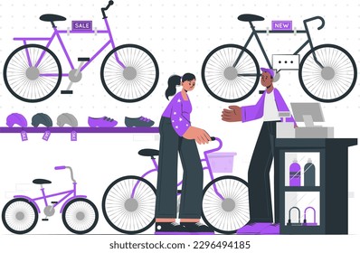 Tienda de bicicletas plana Vector de iluminación