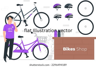 Tienda de bicicletas plana Vector de iluminación