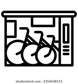 Bicycle shop line icon, outdoor sport concept, bike shop and service sign on white background, Bicycle service shop logo icon in outline for mobile and web. Vector graphics.