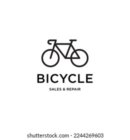 Bicycle shop logo design vector image, line style logo 