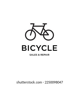 Bicycle shop logo design vector image, line style logo 