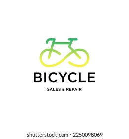 Bicycle shop logo design vector image, line style logo 