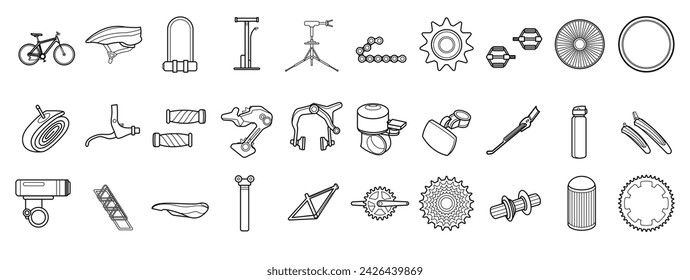 Bicycle Shop Outline Illustration Vector Set
