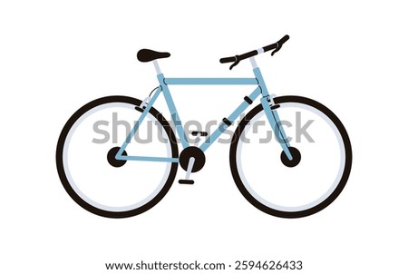 Bicycle side view. Eco-friendly bike with modern design for urban and road travel, sport. Wheeled transport, vehicle, cycle with pedals. Flat vector illustration isolated on white background