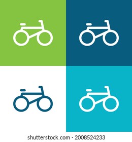 Bicycle Side View Flat four color minimal icon set