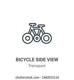 Fahrradseitenansicht Umriss Vektorillustration Symbol. dünne schwarze Radseitenansicht, einfache flache Vektorillustration-Elementgrafik aus bearbeitbarem Verkehrskonzept einzeln auf weißem Hintergrund