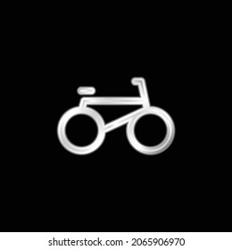 Icono metálico plateado Vista lateral de la bicicleta