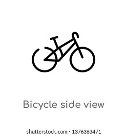 bicycle side view vector line icon. Simple element illustration. bicycle side view outline icon from transport concept. Can be used for web and mobile