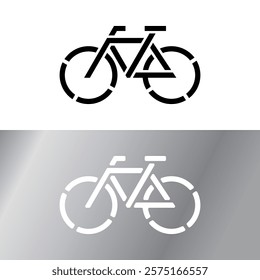 Bicycle sign for cutting in metal or plastic. Laser or mill cut out template of a bike. Bicycle parking sign element. Vandal-proof design with no hanging parts of silhouette.