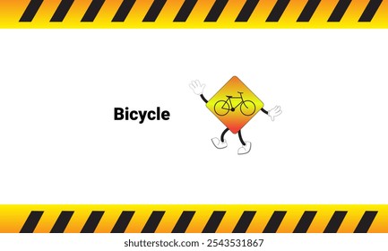 Bicycle sign graphic vector illustration with cartoon characters. Graphic design is suitable for children's education, story books, or traffic safety materials. vector illustration