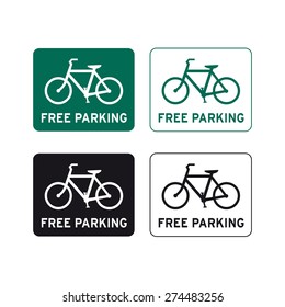 Bicycle sign vector set free parking