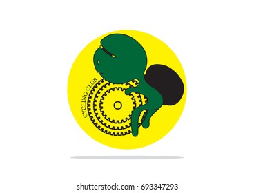 Bicycle sign in yellow background.Cycling club logo template.