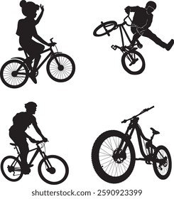 Bicycle Silhouette Classic Bikes Bundle. Premium Bicycle Silhouette Vector Bundle: Cycling Graphics for Digital Designs and Branding.