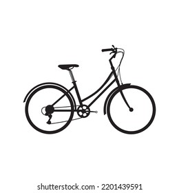 Bicycle silhouette design template and illustration with editable stroke