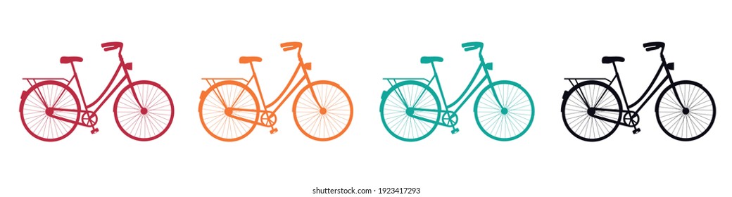 Bicycle Silhouette Icon Set - Vector Illustrations Isolated On White Background