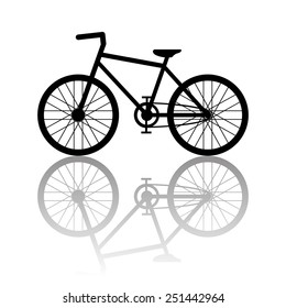 Bicycle silhouette icon with a shaddow. Vector illustration