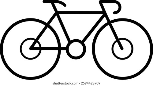 Bicycle silhouette illustration. Hand drawn pen stroke art. Editable line art eps icon.